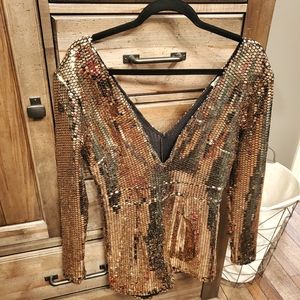 Charlotte Russe Gold Sequined Romper